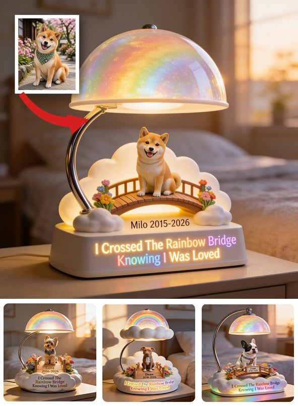 I Crossed The Rainbow Bridge - Personalized Tan Shiba Inu Acrylic LED Night Light