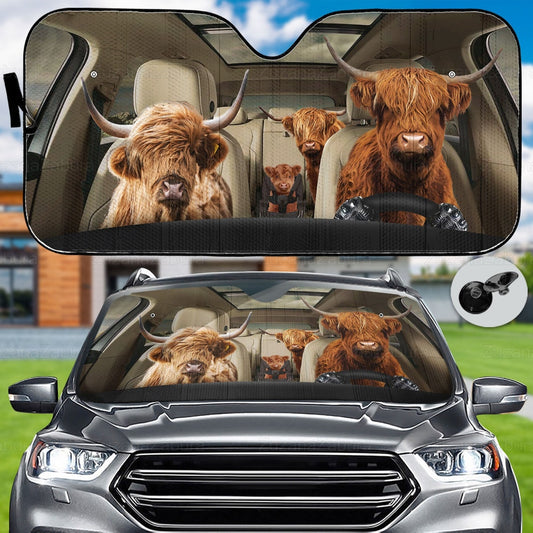 Funny Highland Cow Highland Cow Car Sunshade 0624