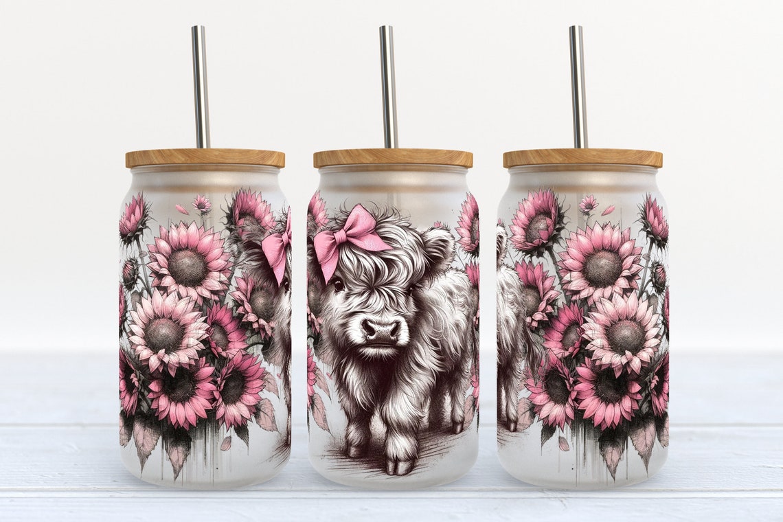 Cute Baby Highland Cow Highland Cow Can Glass 0624