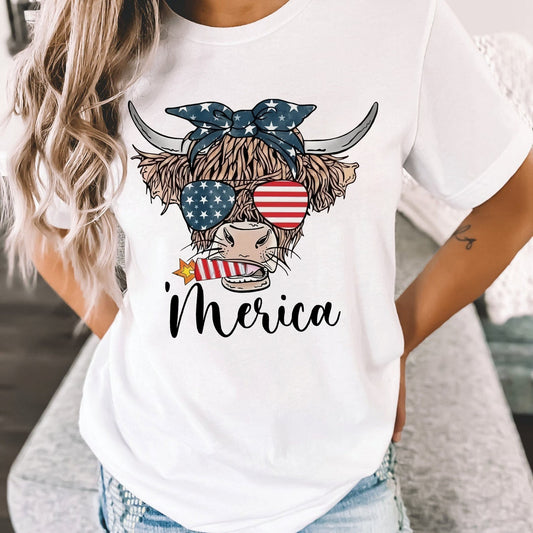 Merica Highland Cow Highland Cow T-shirt & Hoodie 0624