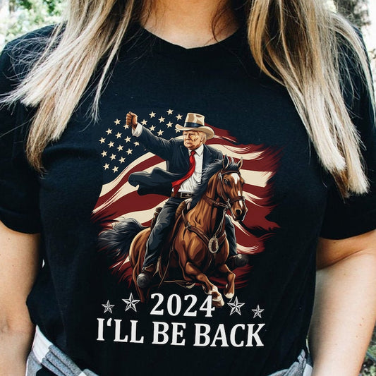 Trump Riding a Horse with The American Flag T-shirt & Hoodie 0924