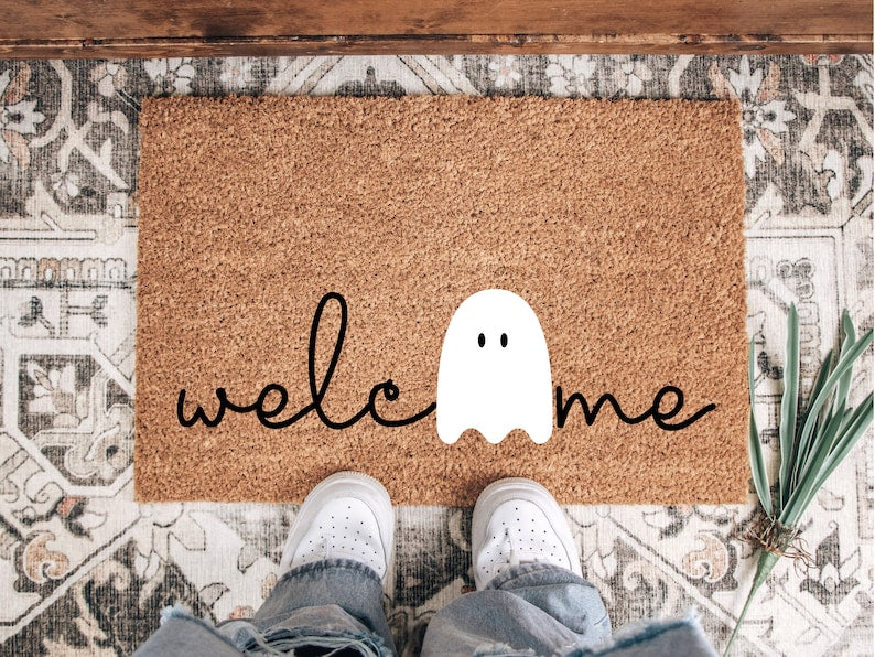 Halloween Ghost Welcome Mat, Halloween Doormat, Halloween Outdoor Decor Halloween Doormat 0924