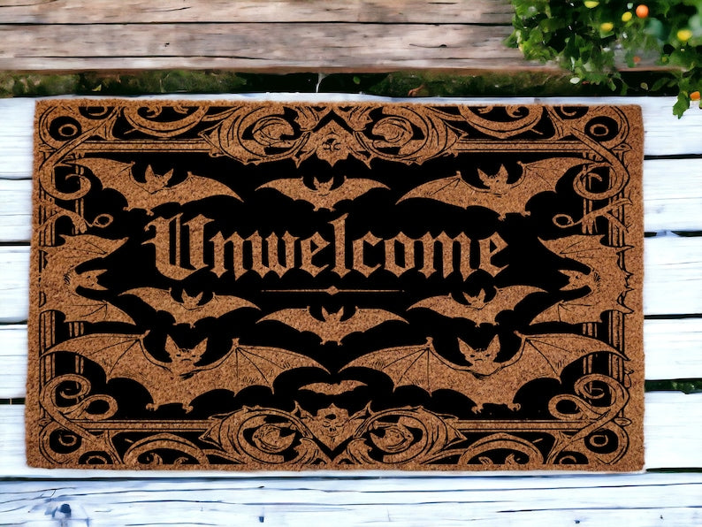 Unwelcome Bat Doormat Halloween Doormat 0924
