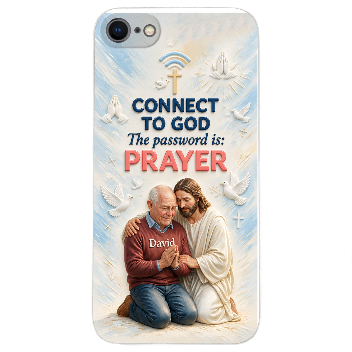 Connect To God - Personalized Christian 3D Embossed Leather Phone Case