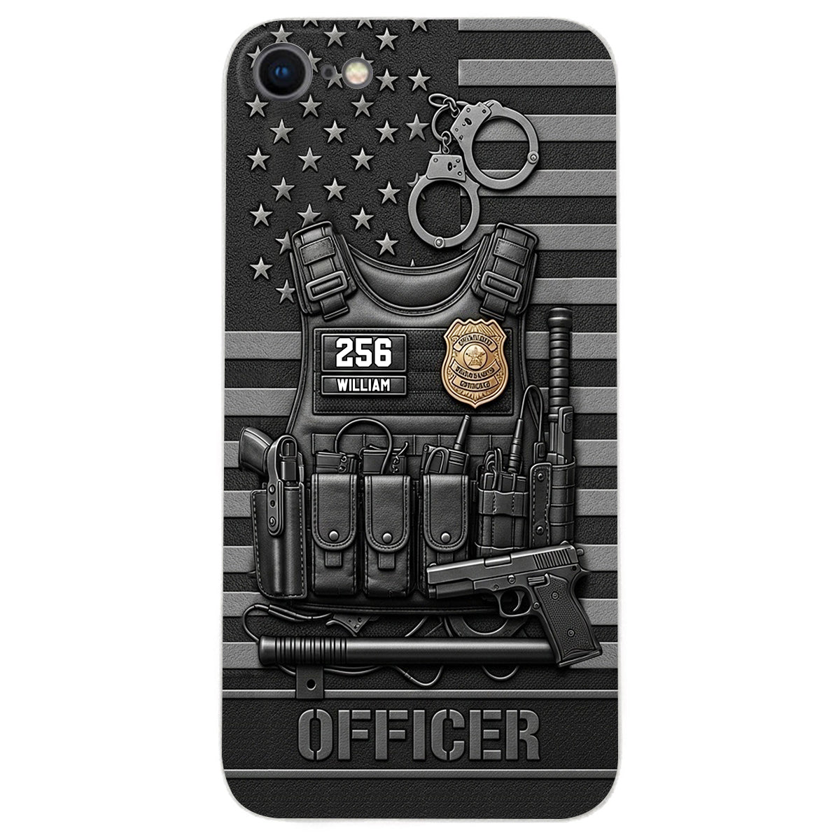 Serve And Protect - Personalized Police Officer Leather Phone Case
