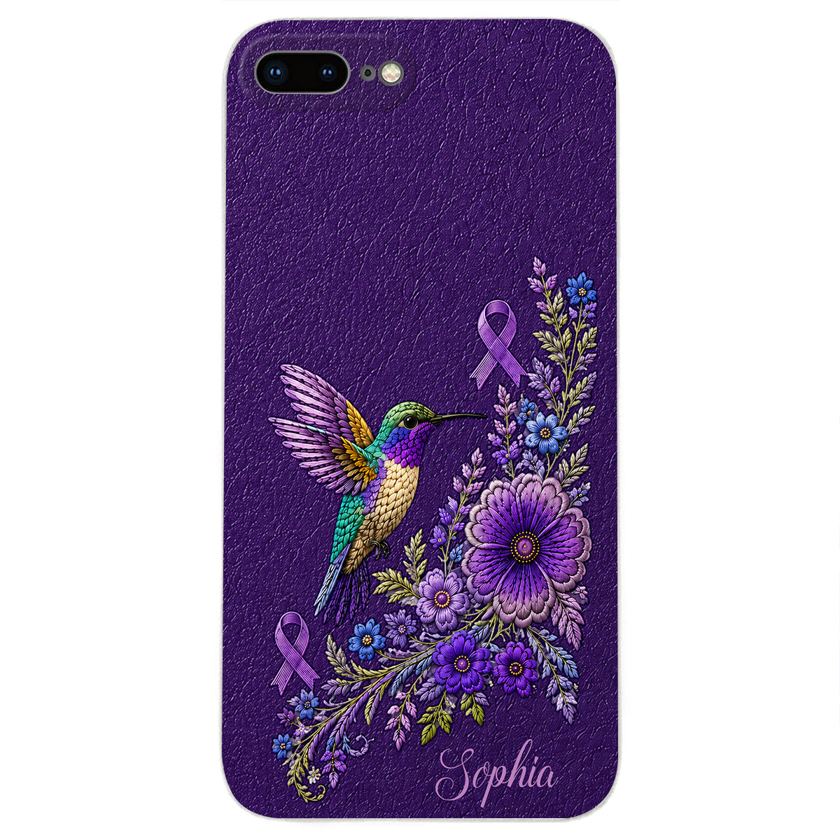 Purple Awareness – Personalized Alzheimer Awareness 3D Embossed Leather Phone Case