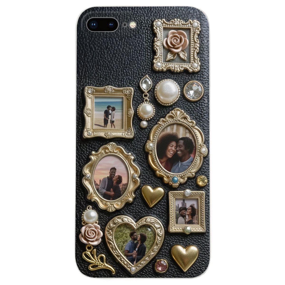 Couple Photo Frame Unique Gift - Personalized Couple Leather Phone Case