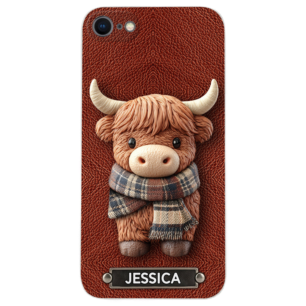 Adorable Highland Cow - Personalized Highland Cow Leather Phone Case