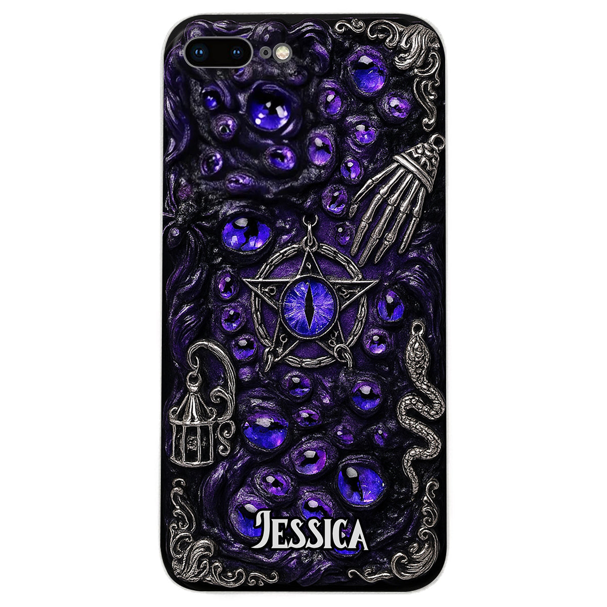 Gothic Pentacle Witchy Vibe - Personalized Witch Leather Phone Case