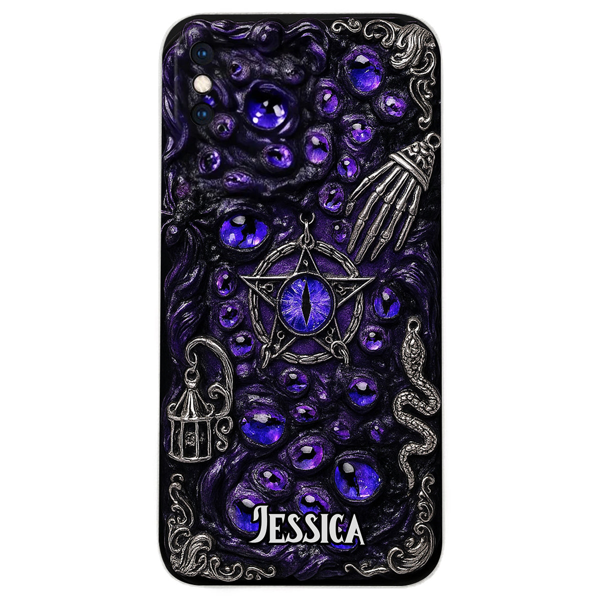 Gothic Pentacle Witchy Vibe - Personalized Witch Leather Phone Case