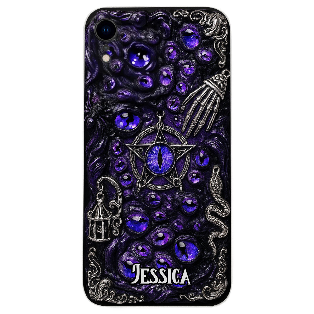 Gothic Pentacle Witchy Vibe - Personalized Witch Leather Phone Case