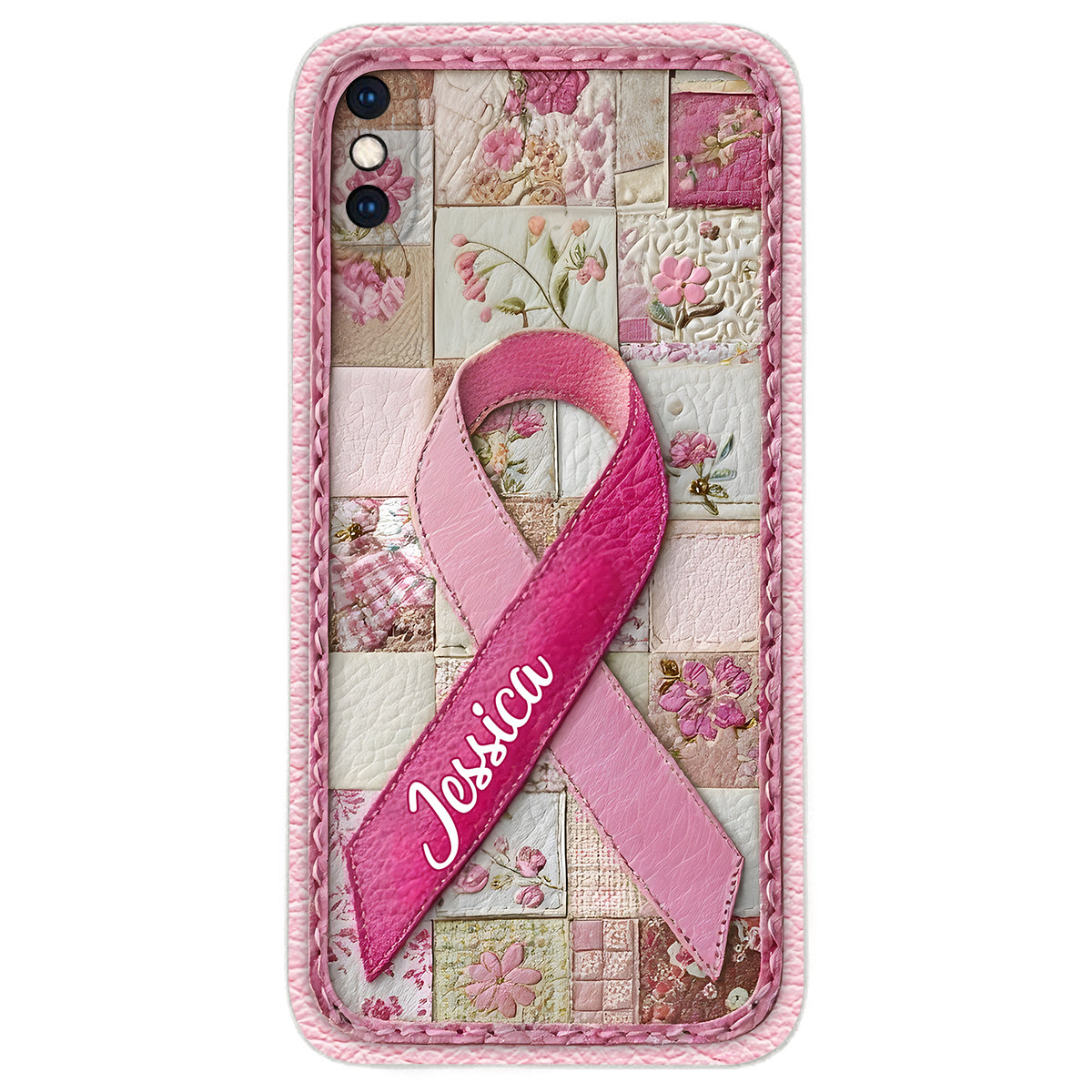 Breast Cancer Awareness - Personalized Breast Cancer Awareness Leather Phone Case