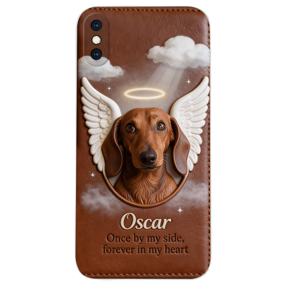 Once By My Side - Personalized Dog Leather Phone Case