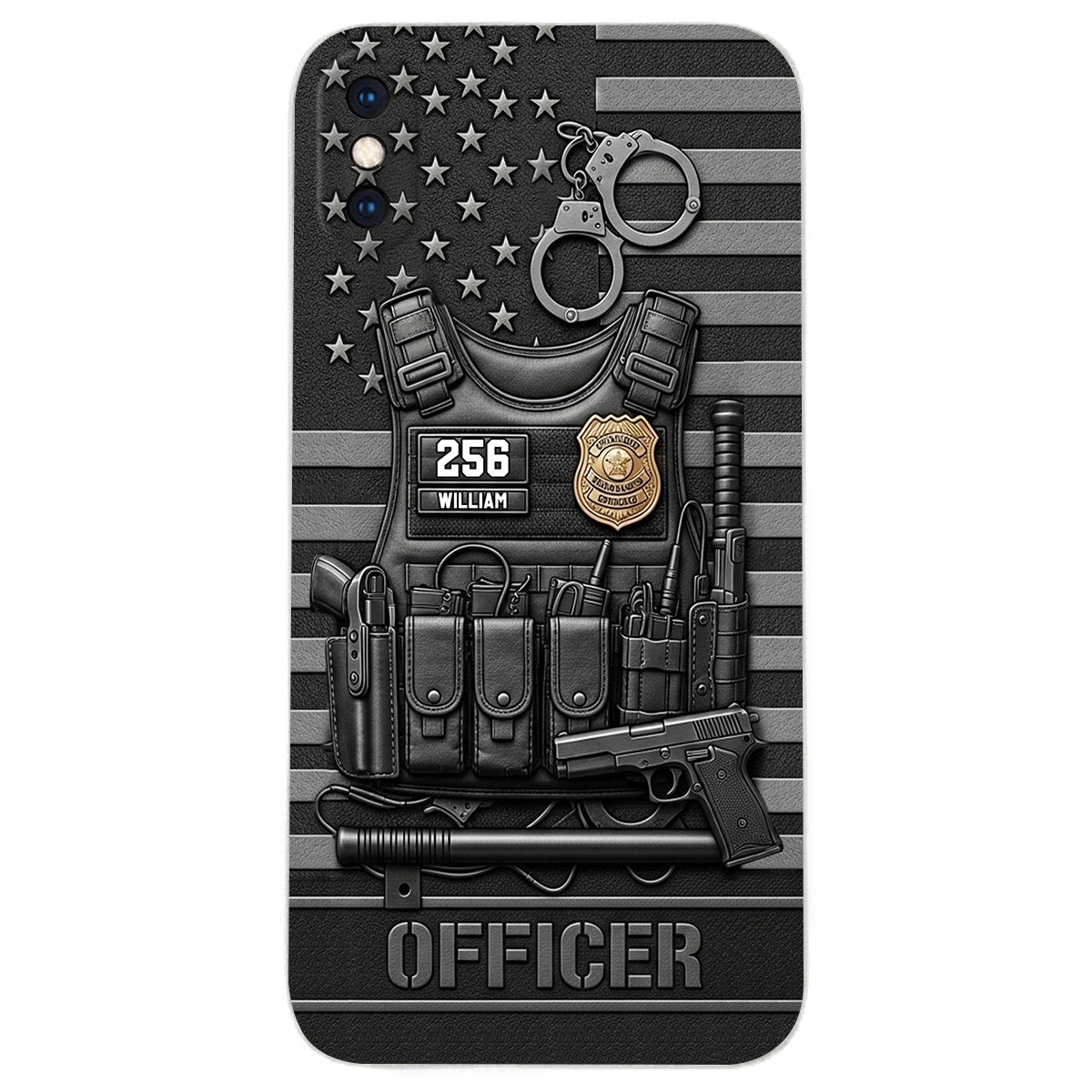 Serve And Protect - Personalized Police Officer Leather Phone Case
