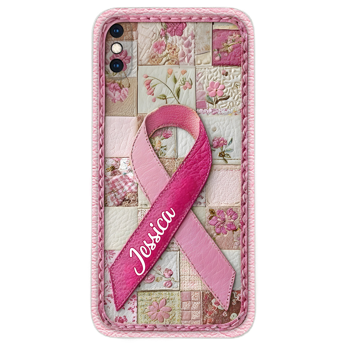 Breast Cancer Awareness - Personalized Breast Cancer Awareness Leather Phone Case
