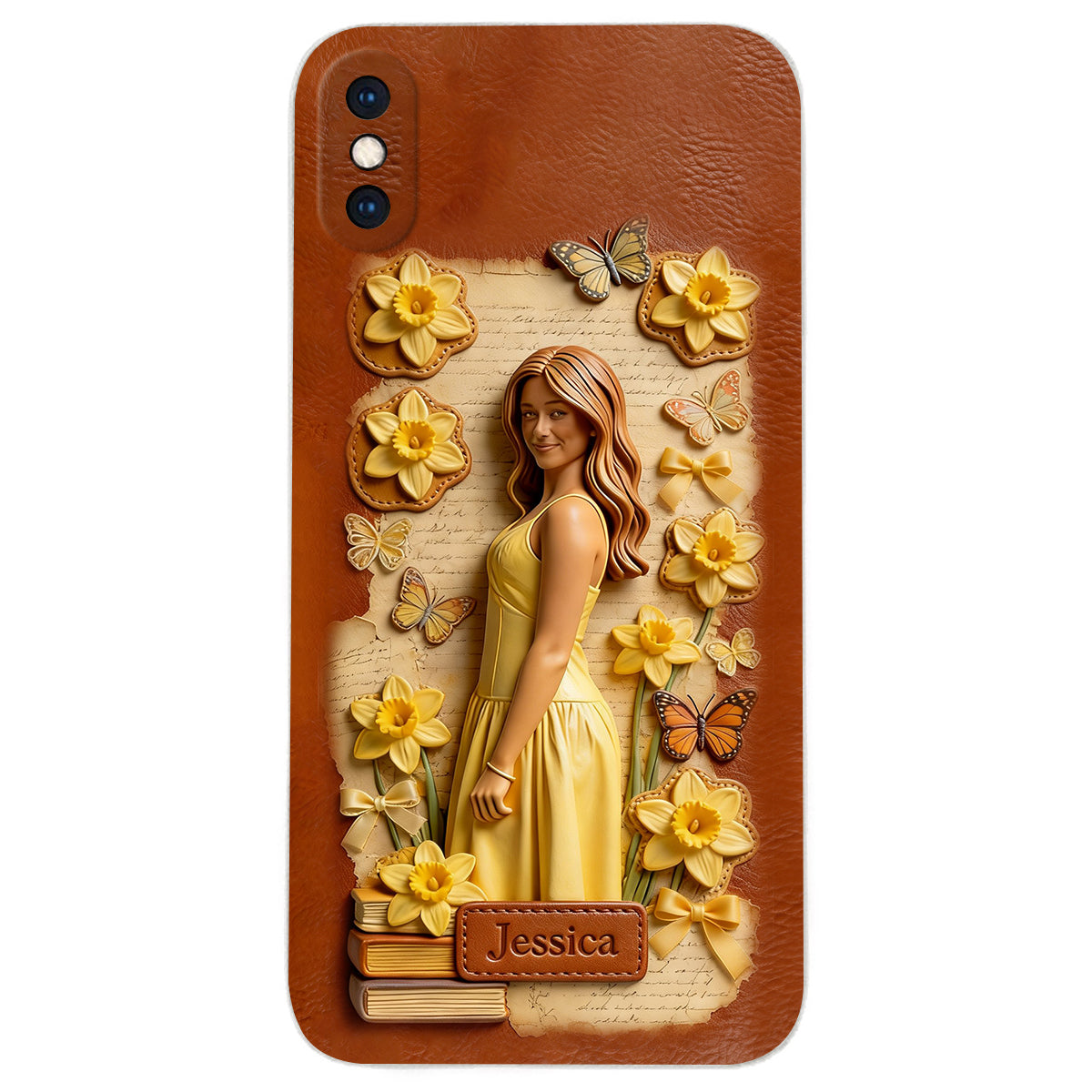 Custom Any Photo Unique Birth Flower - Personalized Self Love Leather Phone Case
