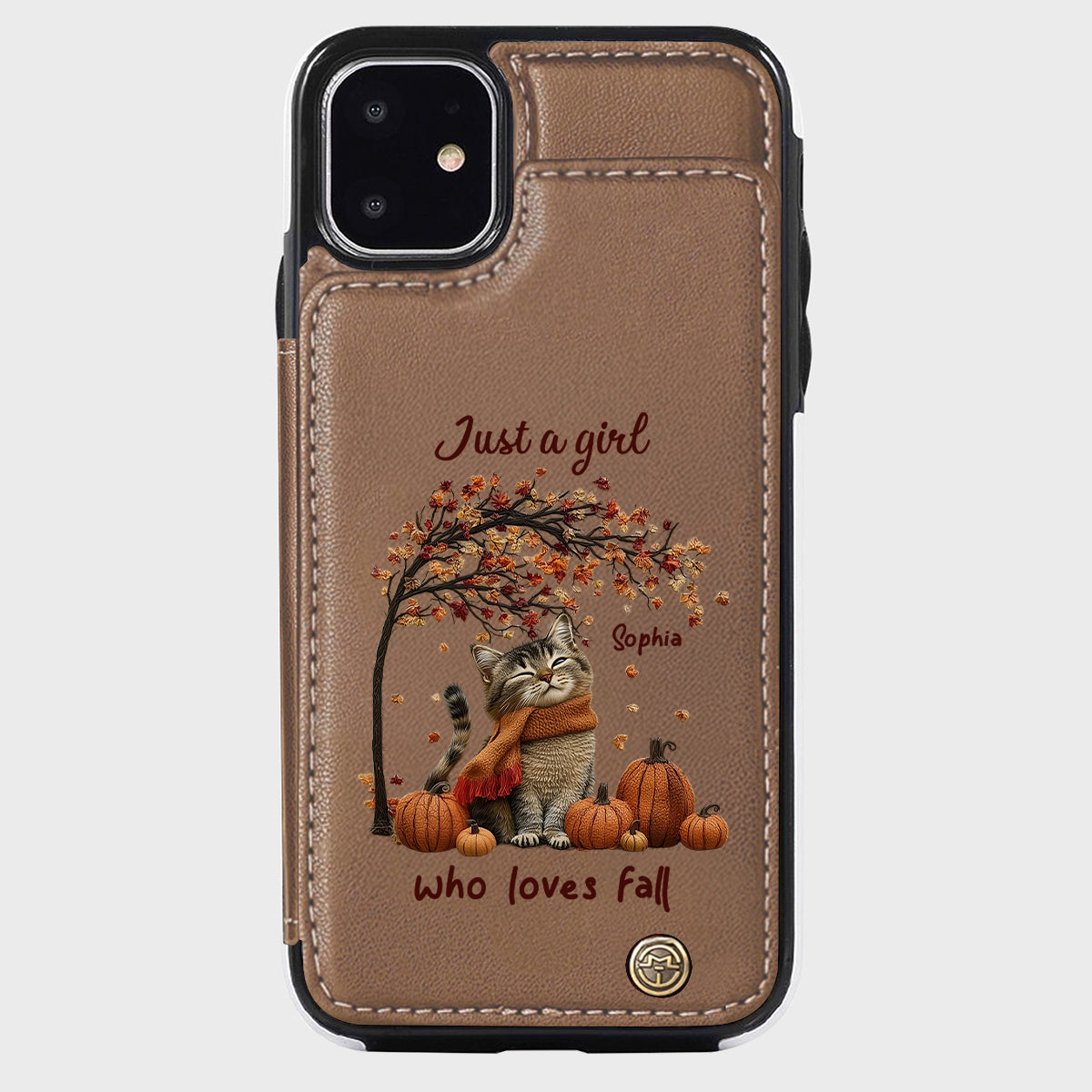 Just a Girl Who Loves Fall - Personalized Cat Wallet Phone Case