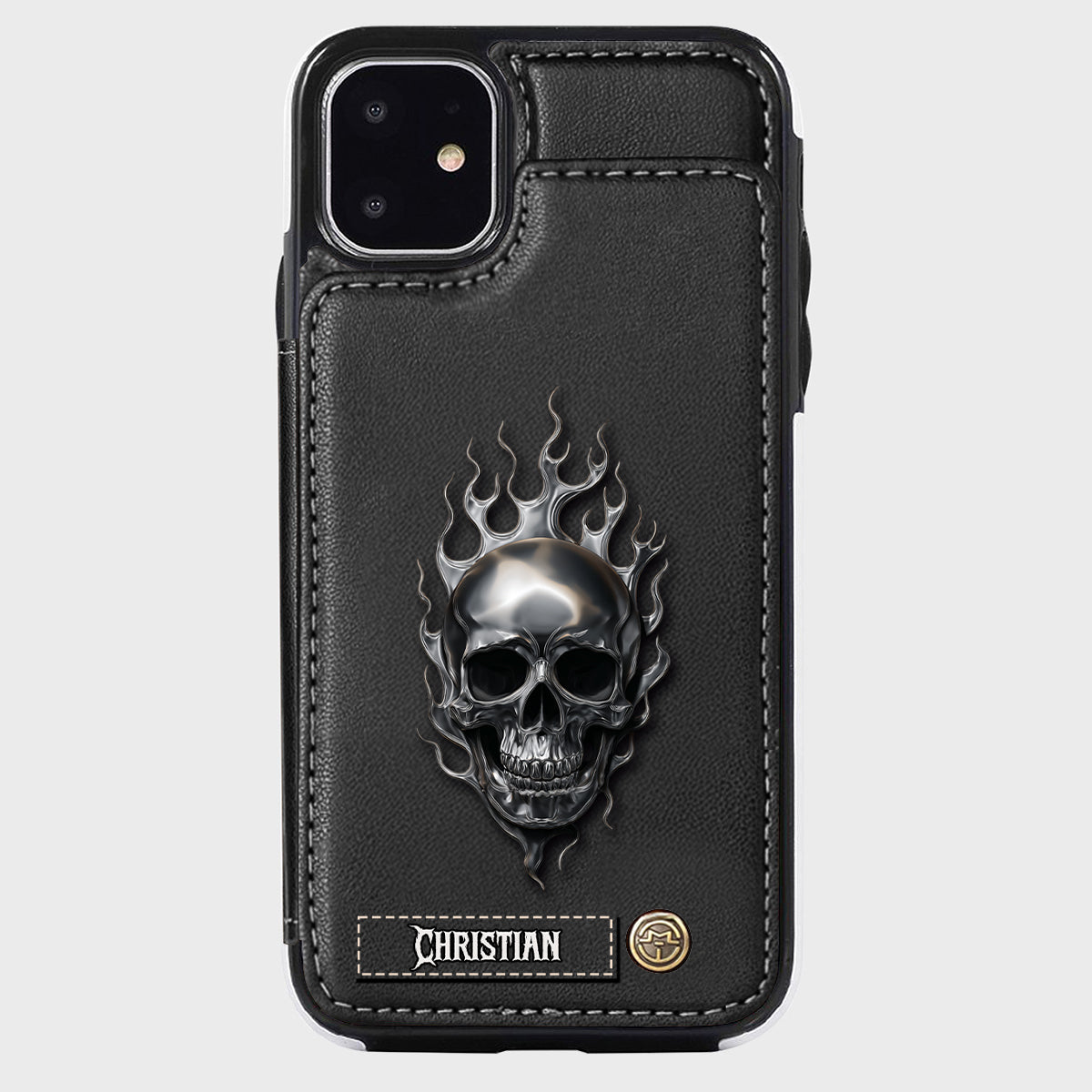 Fire Skull - Personalized Skull Wallet Phone Case