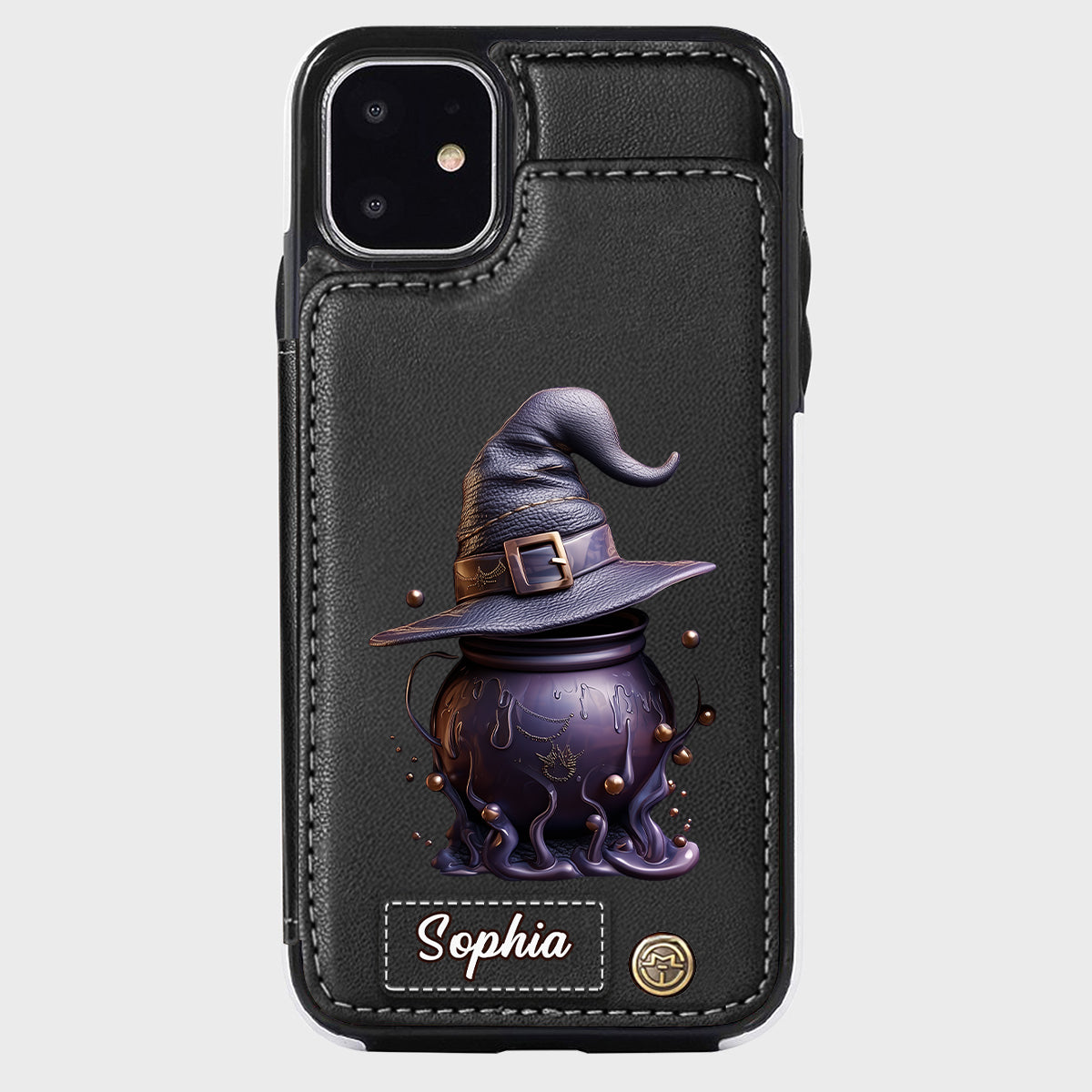 Magical Hat And Cauldron - Personalized Witch Wallet Phone Case