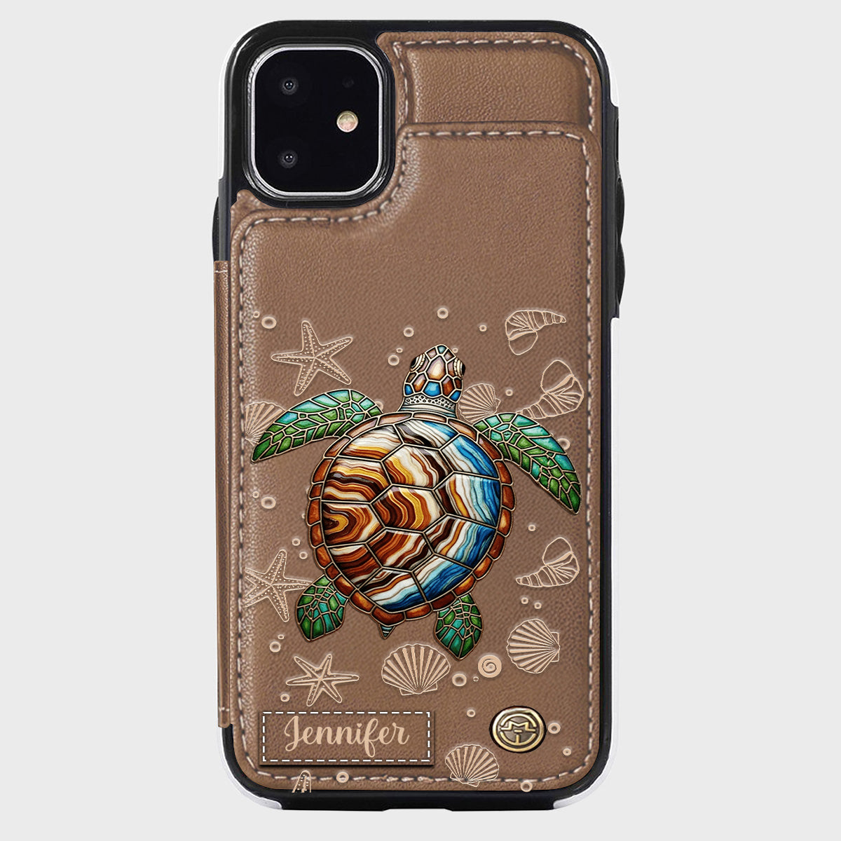 Turtle And The Sea - Personalized Turtle Wallet Phone Case