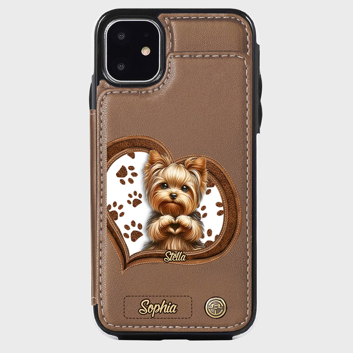 Puppy/ Kitty Makes Heart Hands - Personalized Dog Wallet Phone Case