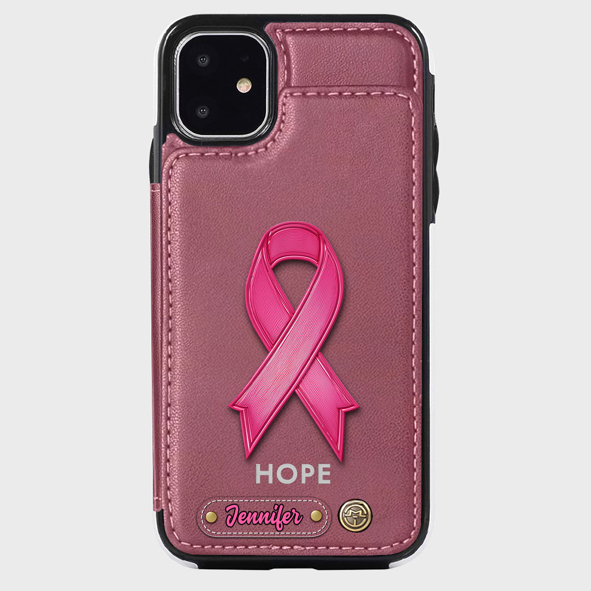 Hope - Personalized Breast Cancer Awareness Wallet Phone Case