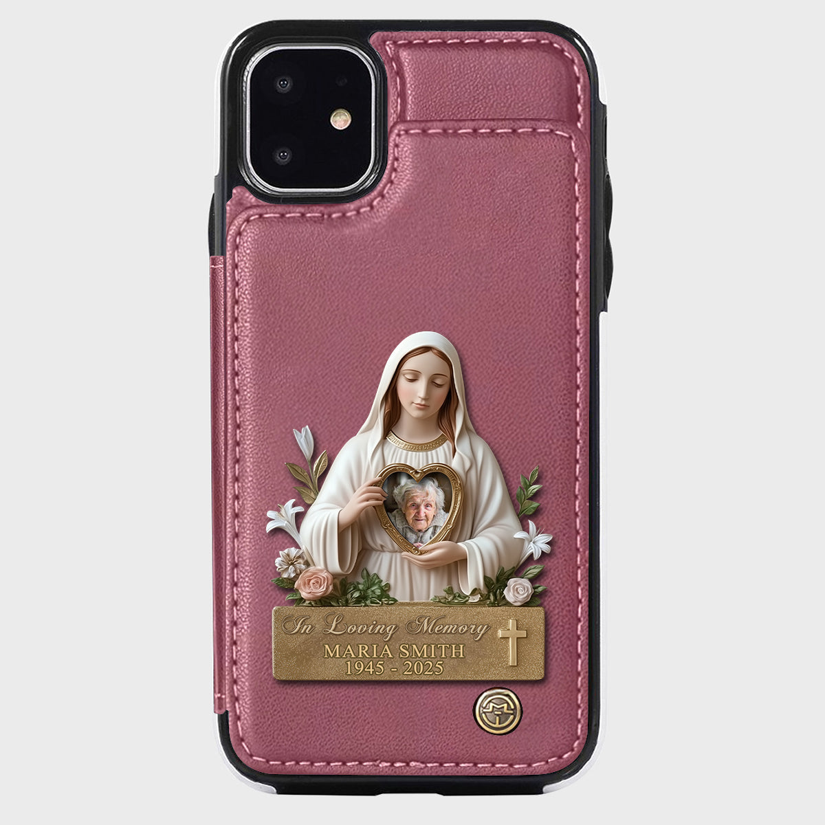 Virgin Mary Memorial - Personalized Memorial Wallet Phone Case