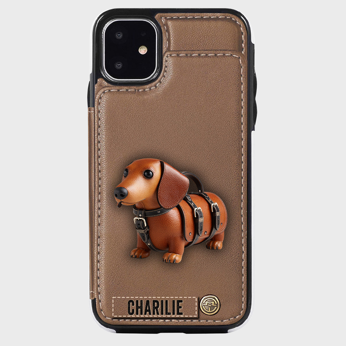 Cute Dachshund - Personalized Dog Wallet Phone Case