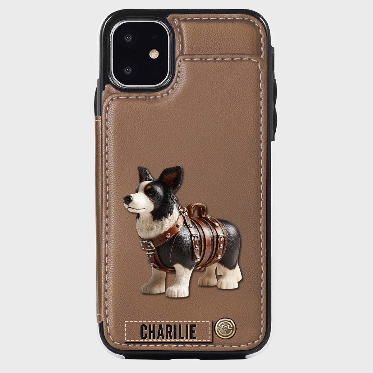 Cute Border Collie - Personalized Dog Wallet Phone Case