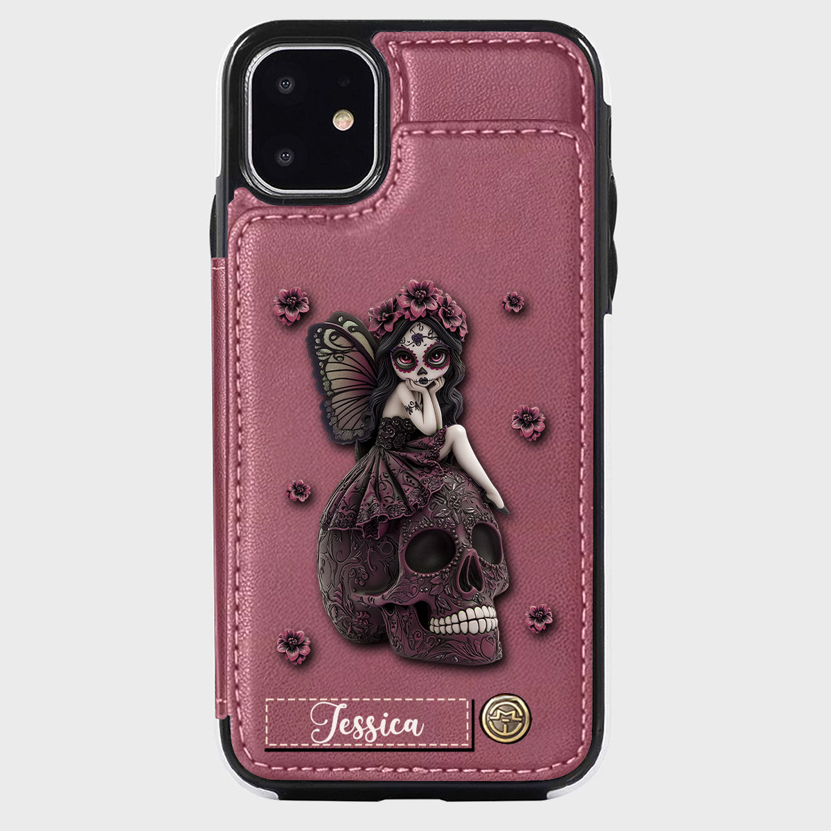 Beautiful Gothic Fairy Girl - Personalized Skull Wallet Phone Case