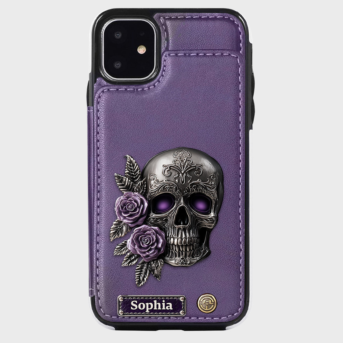 Skull And Roses - Personalized Skull Wallet Phone Case