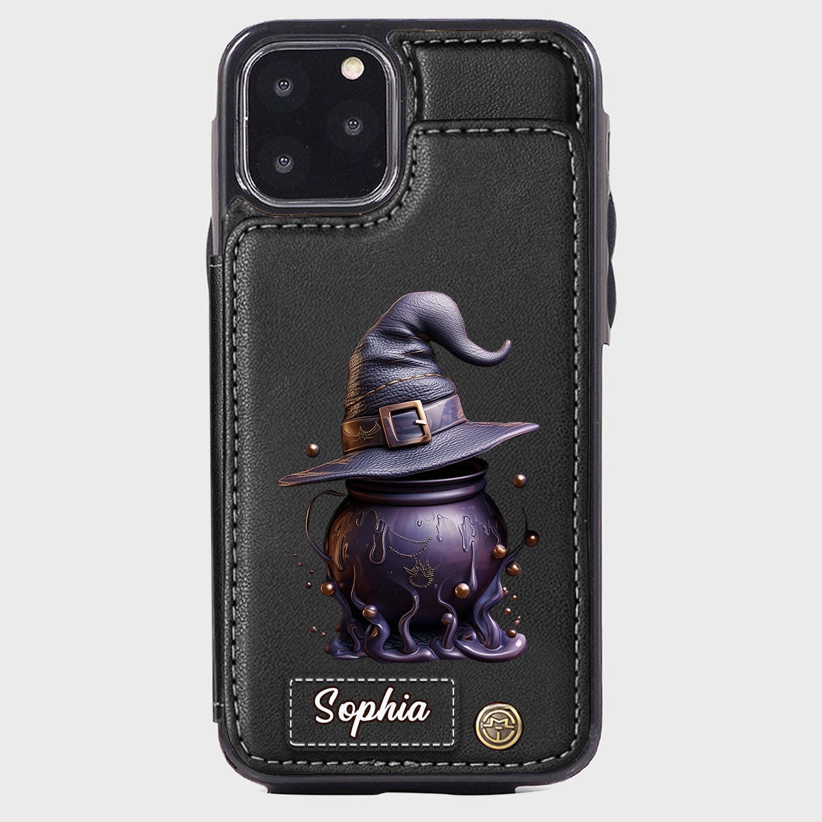 Magical Hat And Cauldron - Personalized Witch Wallet Phone Case