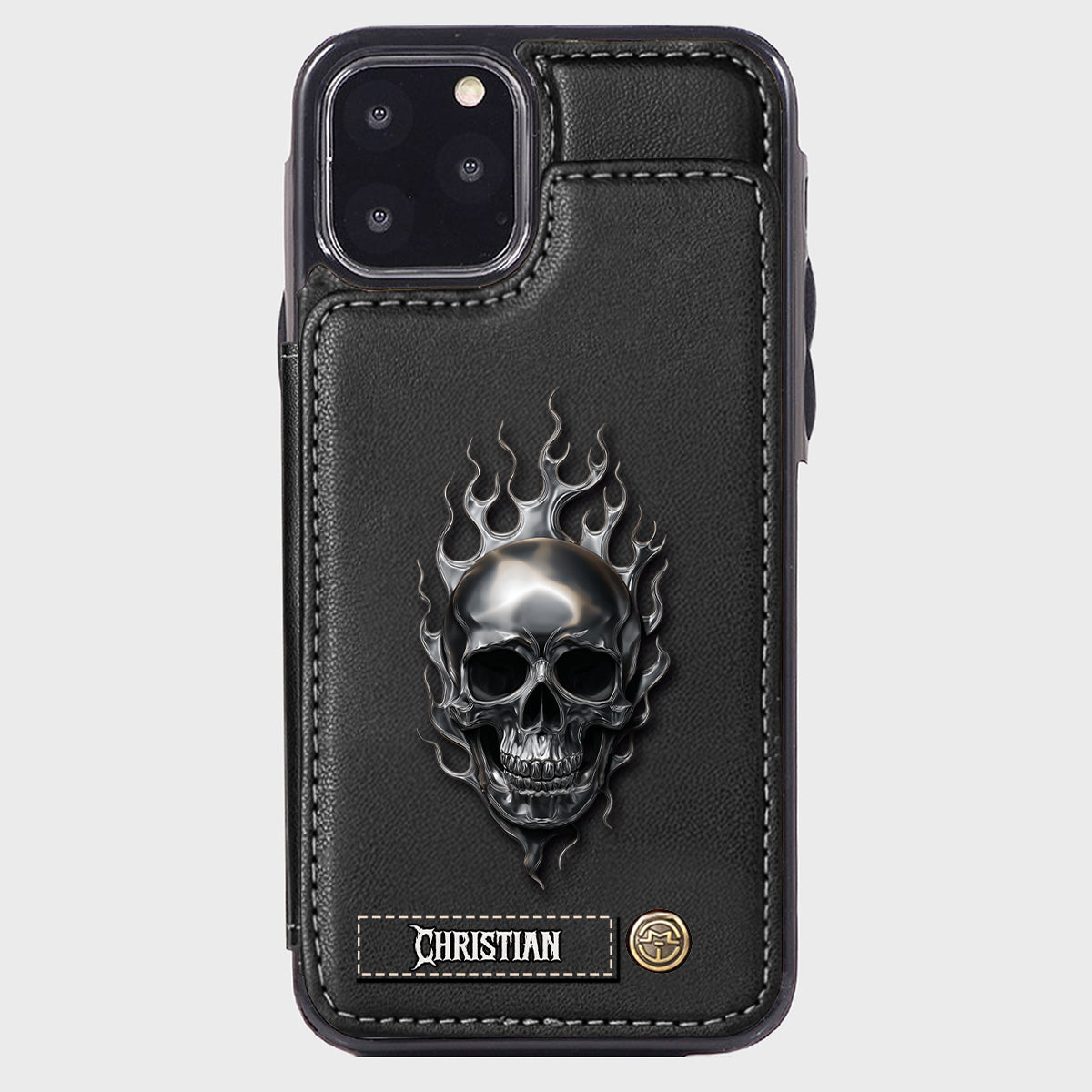 Fire Skull - Personalized Skull Wallet Phone Case