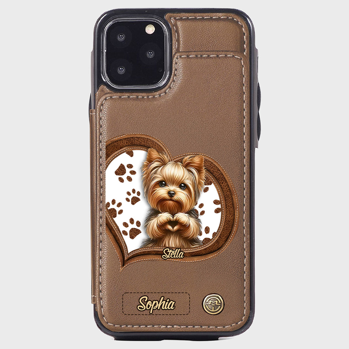 Puppy/ Kitty Makes Heart Hands - Personalized Dog Wallet Phone Case