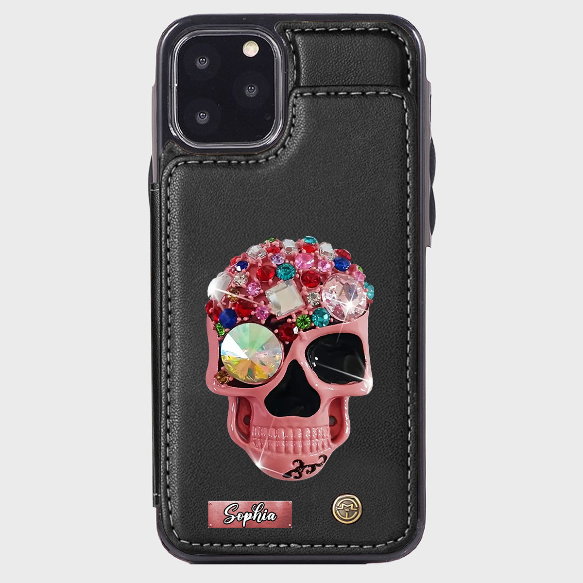 Shiny Skull - Personalized Skull Wallet Phone Case