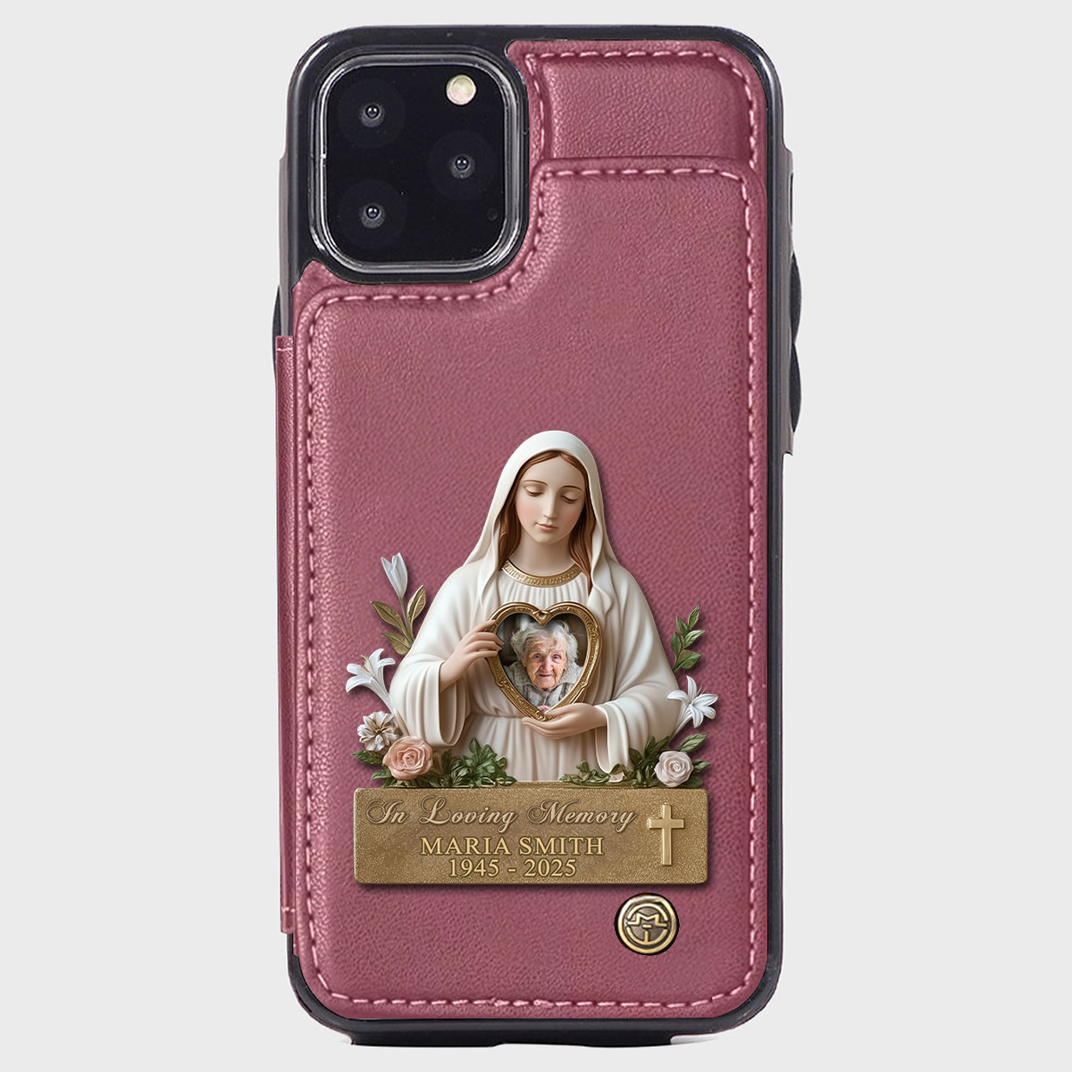 Virgin Mary Memorial - Personalized Memorial Wallet Phone Case