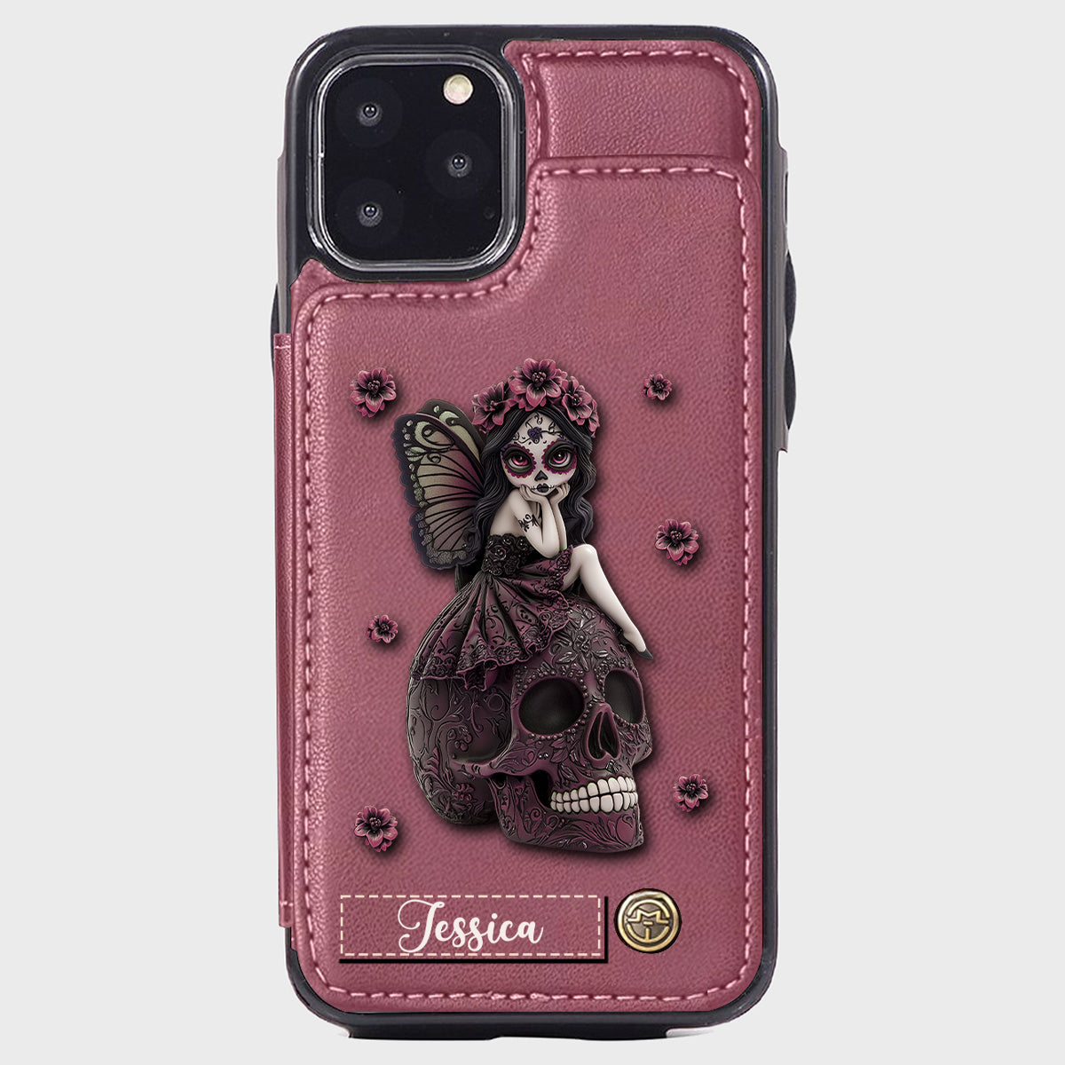 Beautiful Gothic Fairy Girl - Personalized Skull Wallet Phone Case