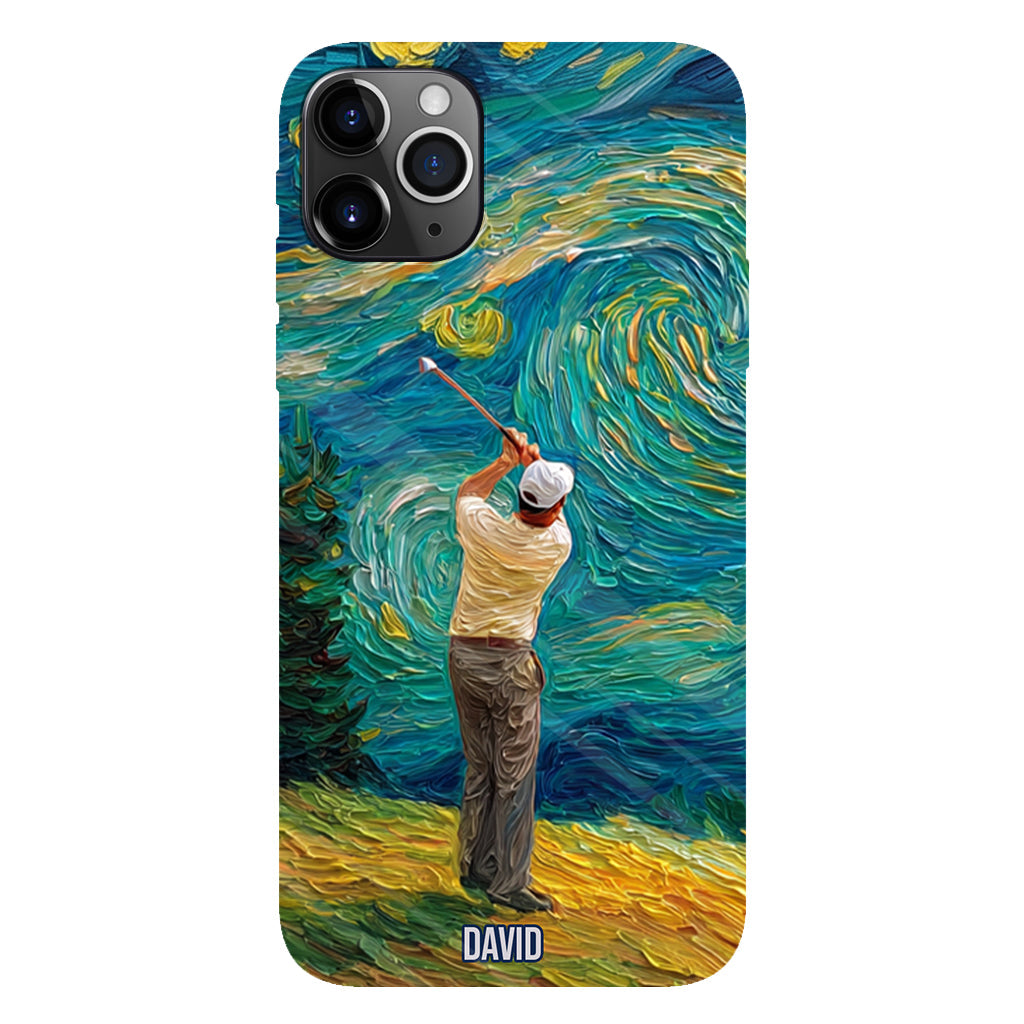 Golfing Under Starry Night - Personalized Golf Full Print Phone Case