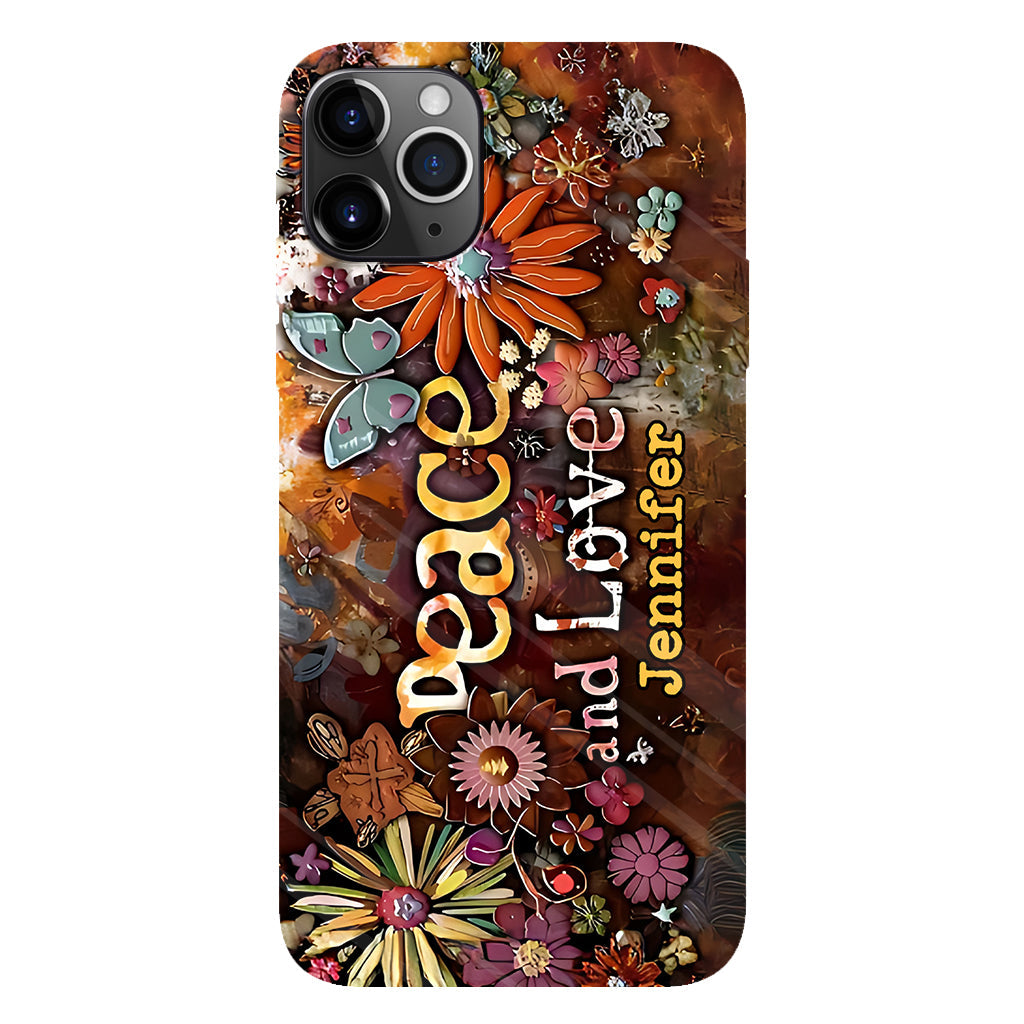 Peace And Love - Personalized Hippie Full Print Phone Case