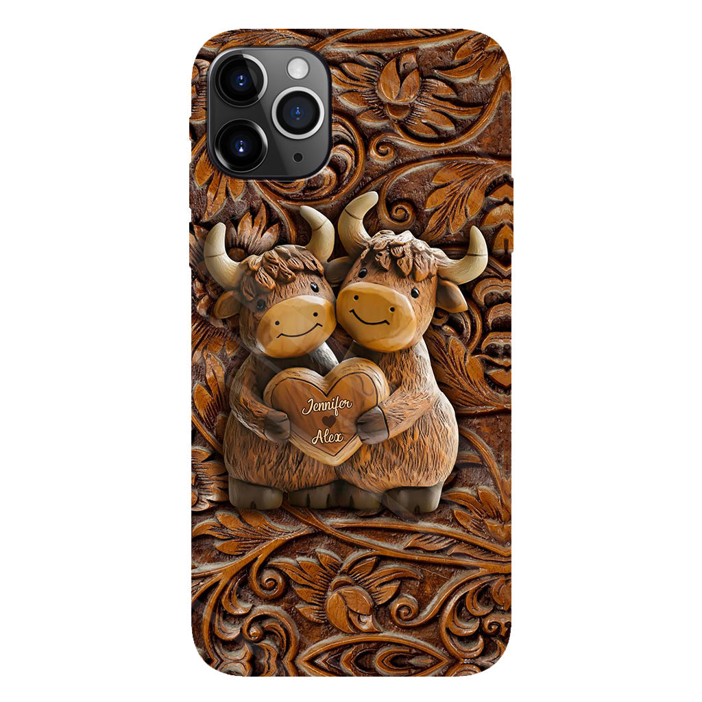 Cute Highland Cow Couple - Personalized Highland Cow Full Print Phone Case