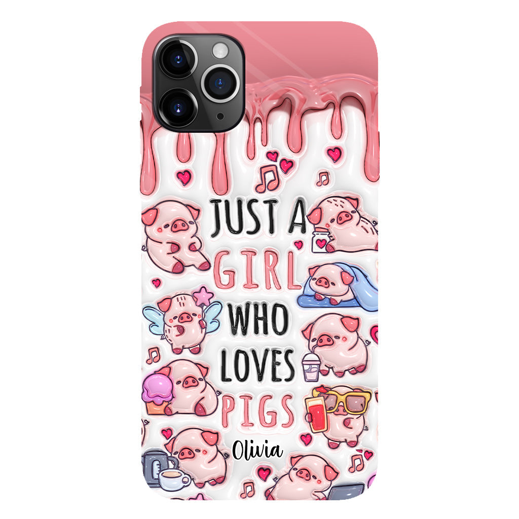 Just A Girl Who Loves Pigs - Personalized Pig Lover Full Print Phone Case