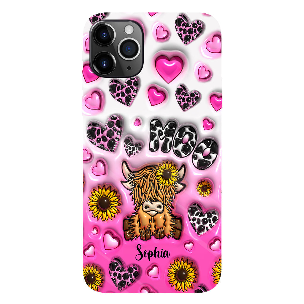 Sunflower Highland Cow - Personalized Full Print Phone Case