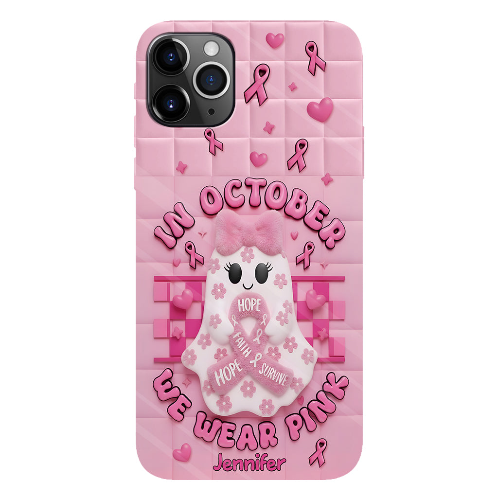 Cute Ghost Breast Cancer - Personalized Breast Cancer Awareness Full Print Phone Case
