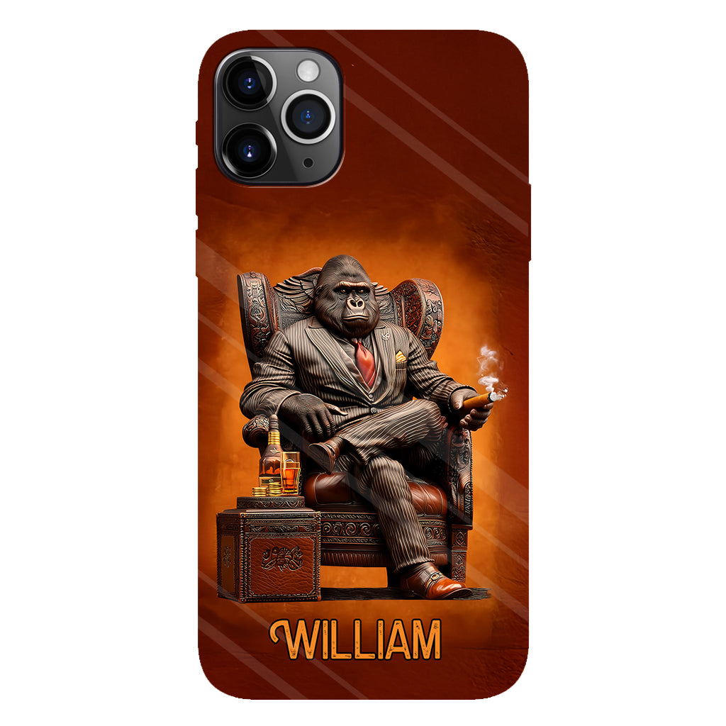 Whiskey & Cigar Gorilla - Personalized Whisky Full Print Phone Case