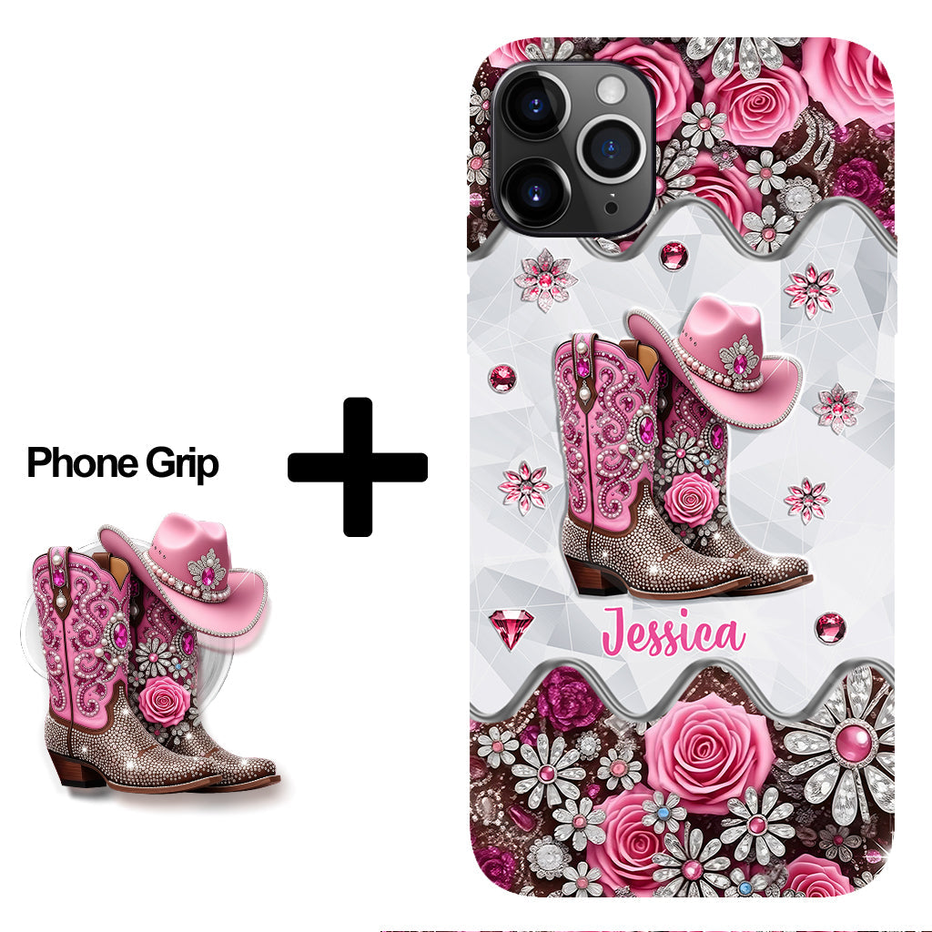 Cowgirl Boots - Personalized Cowgirl Full Print Phone Case & Phone Grip