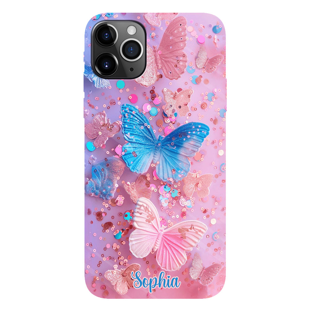 Sparkle Butterflies - Personalized Butterfly Full Print Phone Case