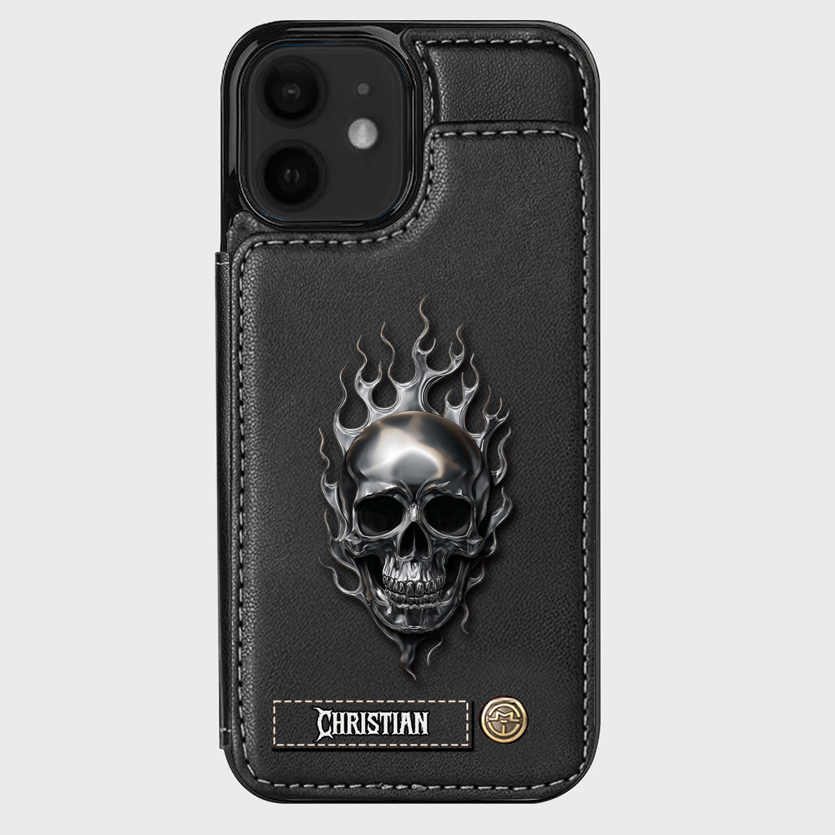 Fire Skull - Personalized Skull Wallet Phone Case