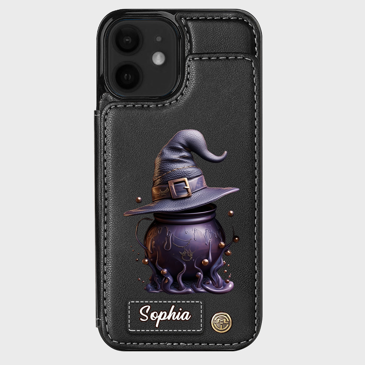 Magical Hat And Cauldron - Personalized Witch Wallet Phone Case