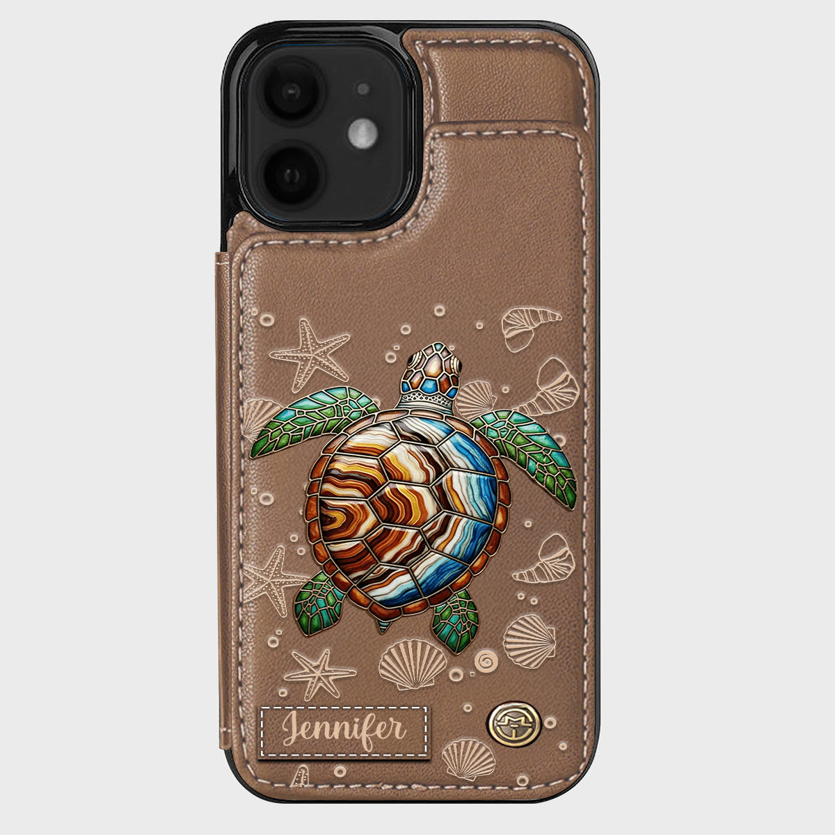Turtle And The Sea - Personalized Turtle Wallet Phone Case