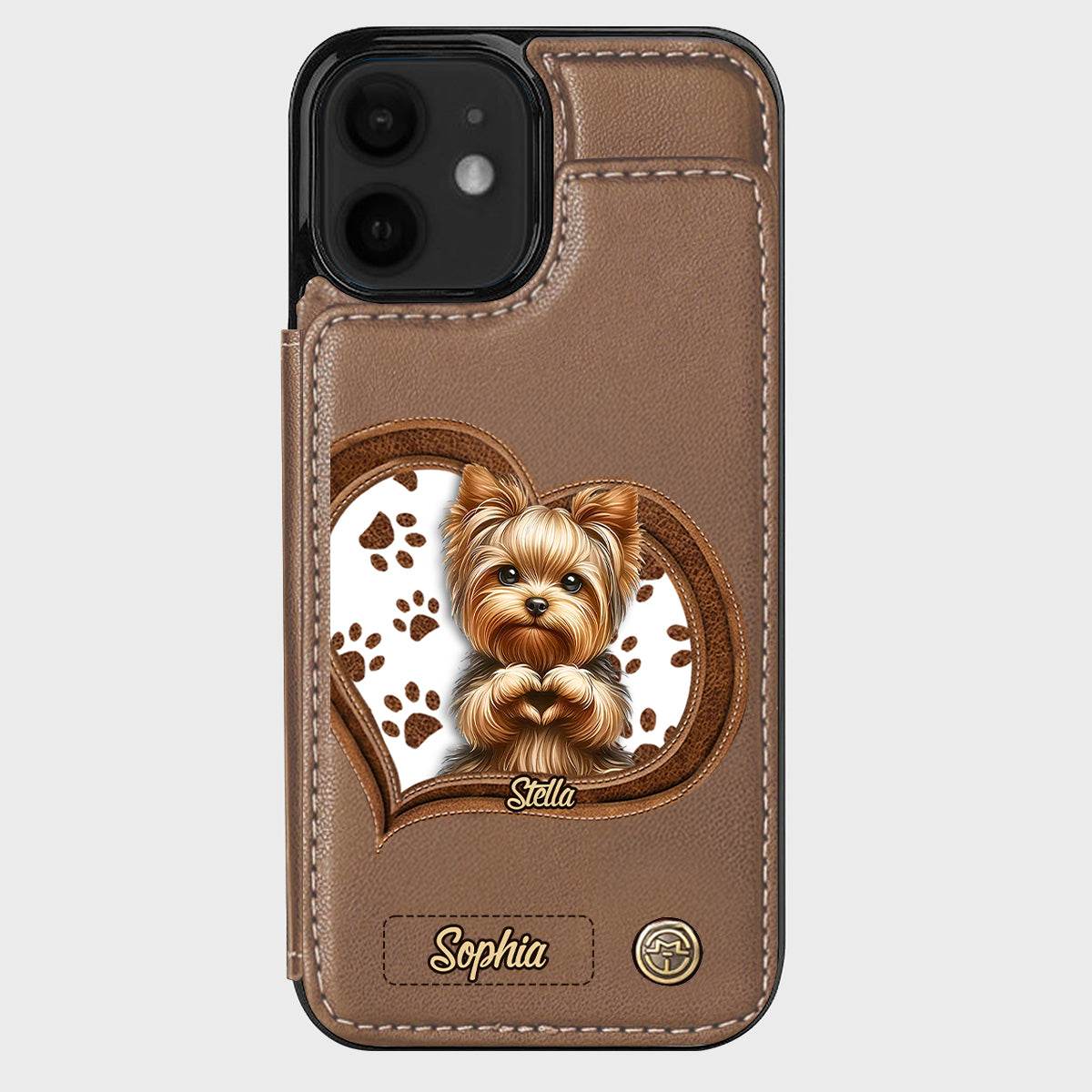 Puppy/ Kitty Makes Heart Hands - Personalized Dog Wallet Phone Case